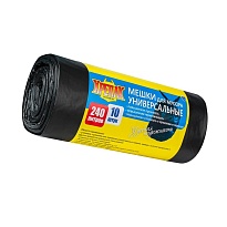 Мешки для мусора 240 л, черные, в рулоне 10 шт., ПНД 40 мкм, 1250х1000 мм, Крепак, 4607075710153 в Калининграде