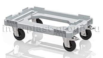 Тележка пластиковая с отверстием 2 колеса с тормозом усиленная серая в Калининграде