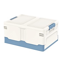 Ящик пластиковый складной белый, дно синее, 480х360х240 мм в Калининграде Ящик пластиковый складной белый, дно синее, 480х360х240 мм в Калининграде