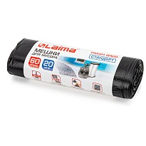 Мешки для мусора 60 л, черные, в рулоне 20 шт., ПНД, 10 мкм, 700х600 мм, LAIMA, 601381 в Калининграде