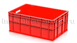 Пластиковый ящик для молока, мяса, овощей и фруктов усиленный красный