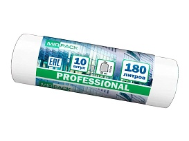 Мешки для мусора 180 л, прозрачные, в рулоне 10 шт., ПВД, 30 мкм, 1100х930 мм, PROFESSIONAL, 180104408 в Калининграде