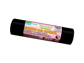 Мешки для мусора 180 л, ароматизированные, черные, в рулоне 10 шт., ПВД, 50 мкм, 1100х930 мм, EXTRA black, 18008301 в Калининграде