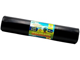 Мешки для мусора 200 л, ароматизированные, черные, в рулоне 10 шт., ПВД, 100 мкм, 1200х800 мм, Добрыня, Dob20010black в Калининграде