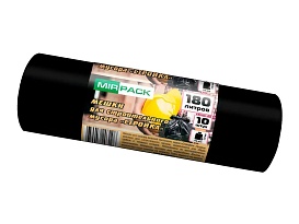 Мешки для мусора 180 л, ароматизированные, черные, в рулоне 10 шт., ПВД, 70 мкм, 1100х930 мм, СТРОЙКА, S18010110 в Калининграде