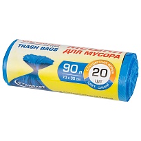 Мешки для мусора 90 л, синие, в рулоне 20 шт., ПНД, 14 мкм, 900х700 мм, LAIMA ULTRA, 607693 в Калининграде