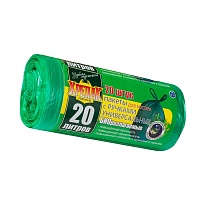 Мешки для мусора 20 л, биоразлагаемые, с ручками, черные, в рулоне 30 шт., ПНД, 10 мкм, 550х440 мм, Крепак, 4607075710047 в Калининграде