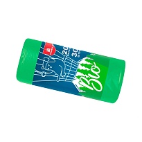 Мешки для мусора 20 л, биоразлагаемые, зеленые, в рулоне 30 шт., ПНД, 8 мкм, 500х400 мм, БИО, МБ2097 (МНБ 20-30ж) в Калининграде