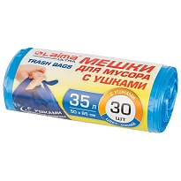 Мешки для мусора 35 л, с ушками, синие, в рулоне 30 шт., ПНД, 11 мкм, 650х500 мм, LAIMA ULTRA, 607684 в Калининграде