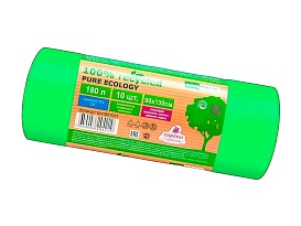 Мешки для мусора 180 л, ароматизированные, биоразлагаемые, зеленые, в рулоне 10 шт., ПВД, 40 мкм, 1300х930 мм, PURE ECOLOGY, bio1801081 в Калининграде Мешки для мусора 180 л, ароматизированные, биоразлагаемые, зеленые, в рулоне 10 шт., ПВД, 40 мкм, 1300х930 мм, PURE ECOLOGY, bio1801081 в Калининграде