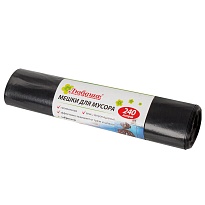 Мешки для мусора 240 л, черные, в рулоне 5 шт., ПВД 30 мкм, 1300х900 мм, Любаша, 605338 в Калининграде