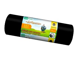 Мешки для мусора 180 л, ароматизированные, черные, в рулоне 10 шт., ПВД, 100 мкм, 1100х930 мм, Добрыня, Dob18010black в Калининграде